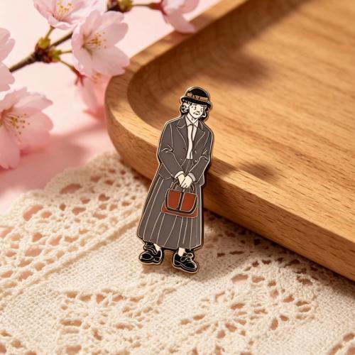 Vintage Lady Hard Enamel Lapel Pin Metal Badge