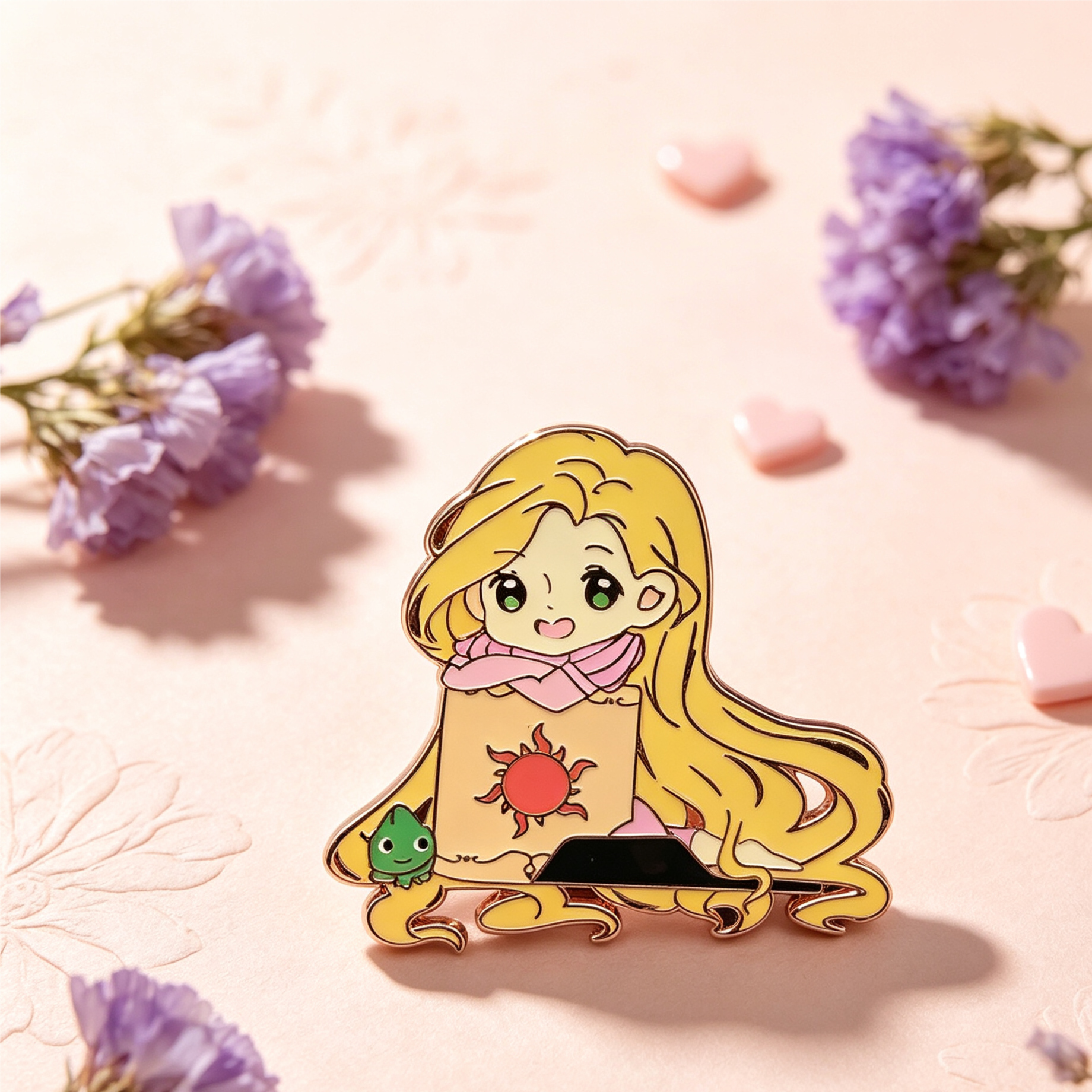 Two Rapunzel Cartoon Enamel Pins