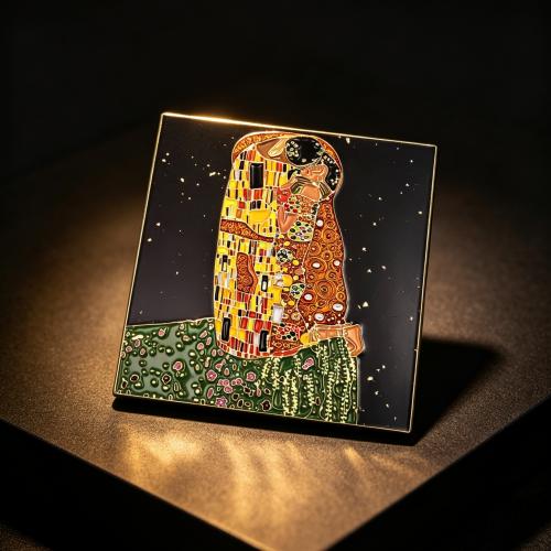 Square Art Painting Themed Imitation Enamel Metal Collectible Pin