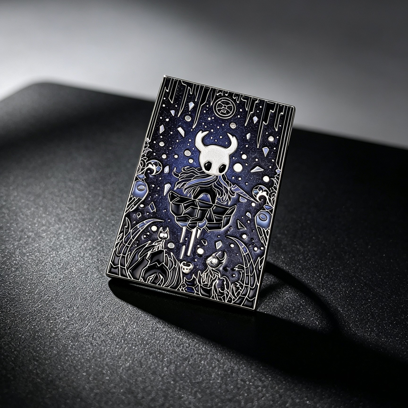 Hollow Knight Square Hard Enamel Pin Black Galaxy Pattern Anime Metal Badge