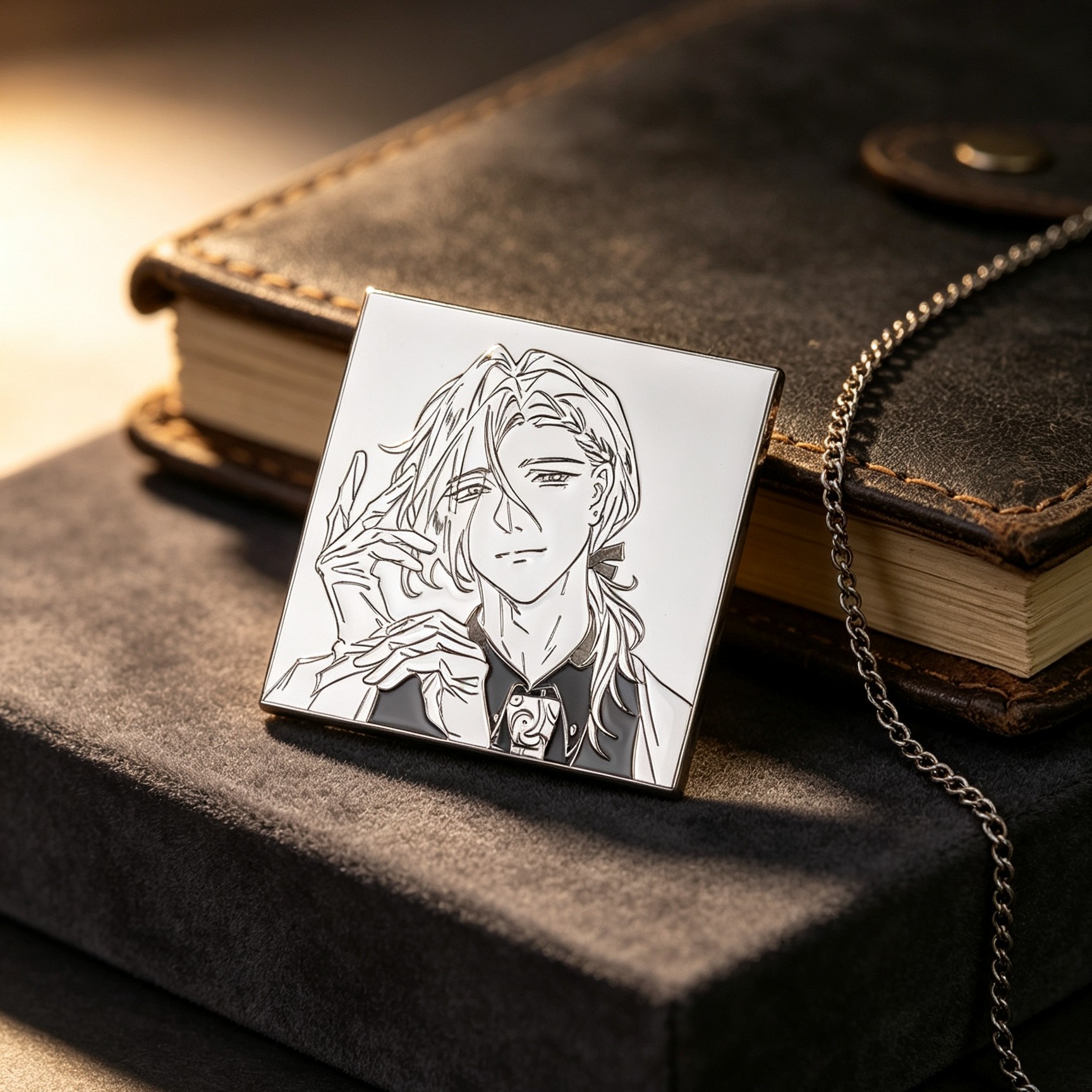 Minimalist Black Line Art Male Portrait Imitation Enamel Pin