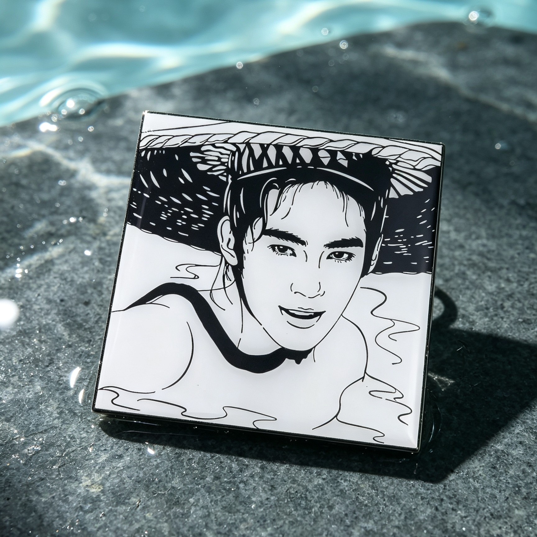 Minimalist Black Line Art Male Portrait Imitation Enamel Pin