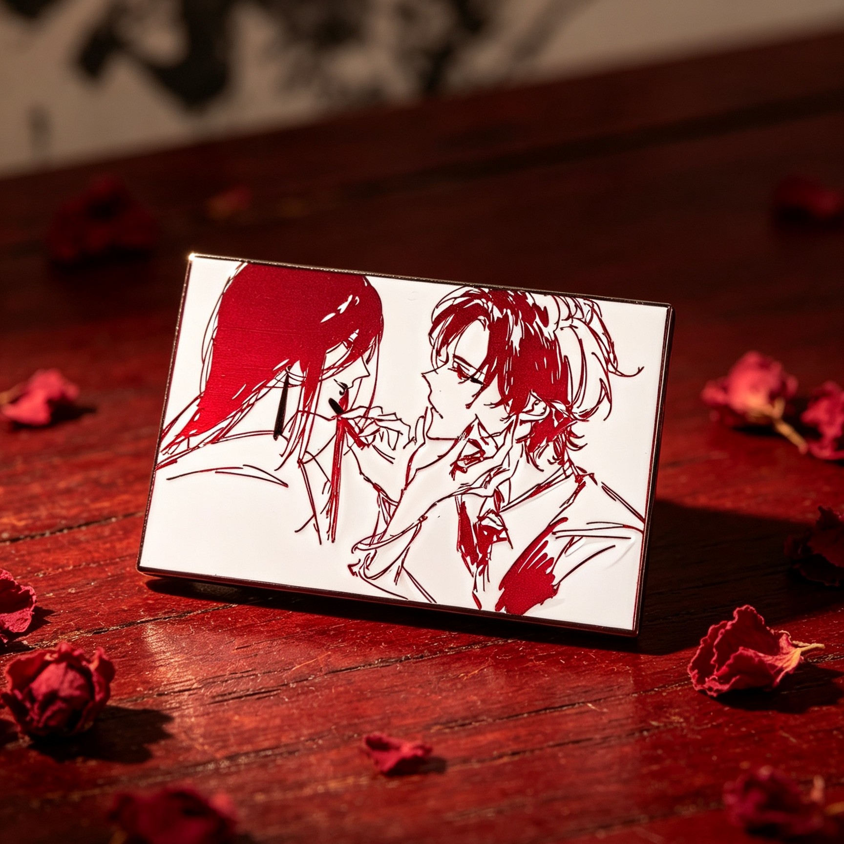 Dual Anime Character Line Art Hard Enamel Pin Set