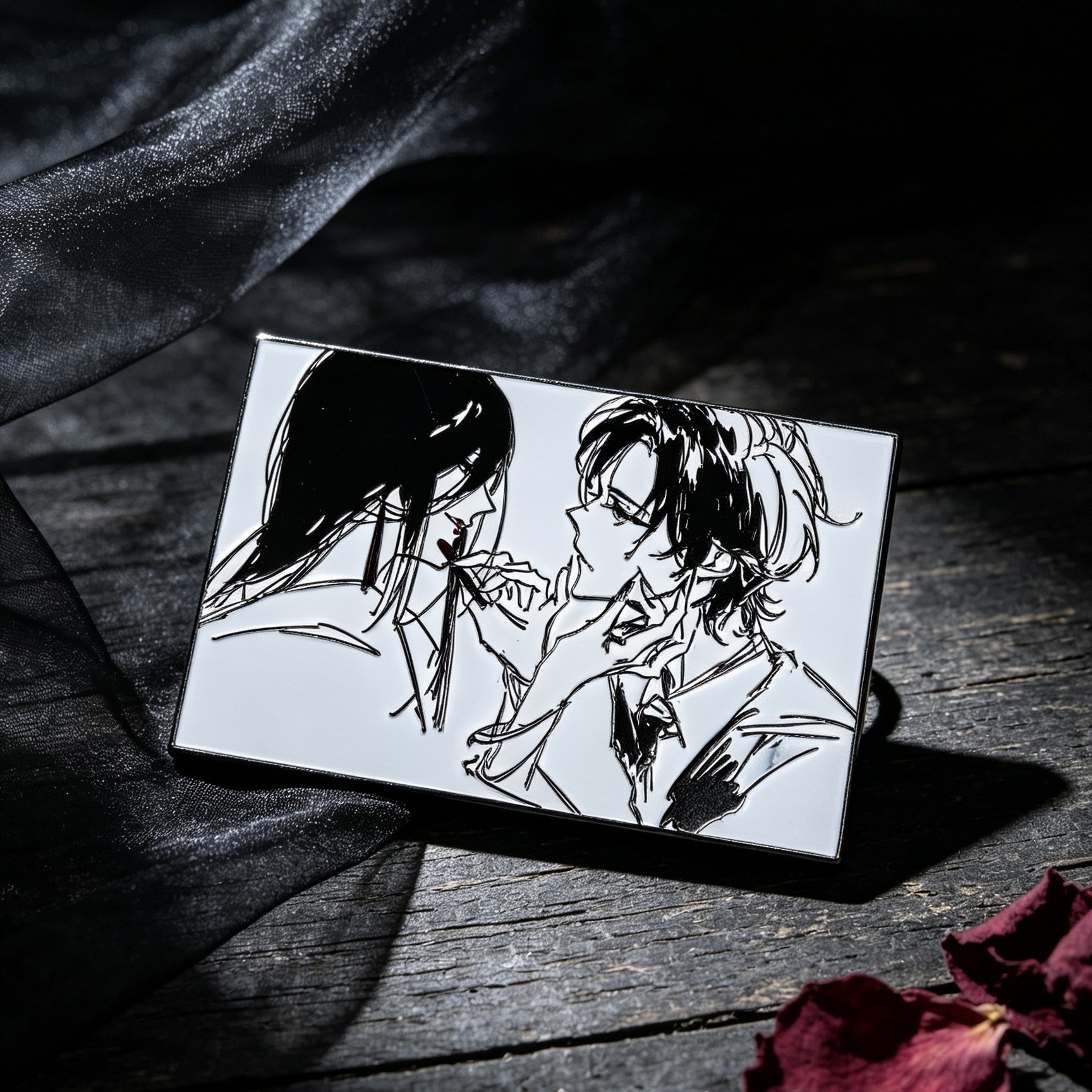 Dual Anime Character Line Art Hard Enamel Pin Set
