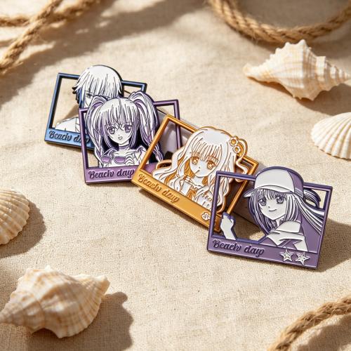 Full Set Beach Day Hollow Frame Anime Character Imitation Enamel Pin
