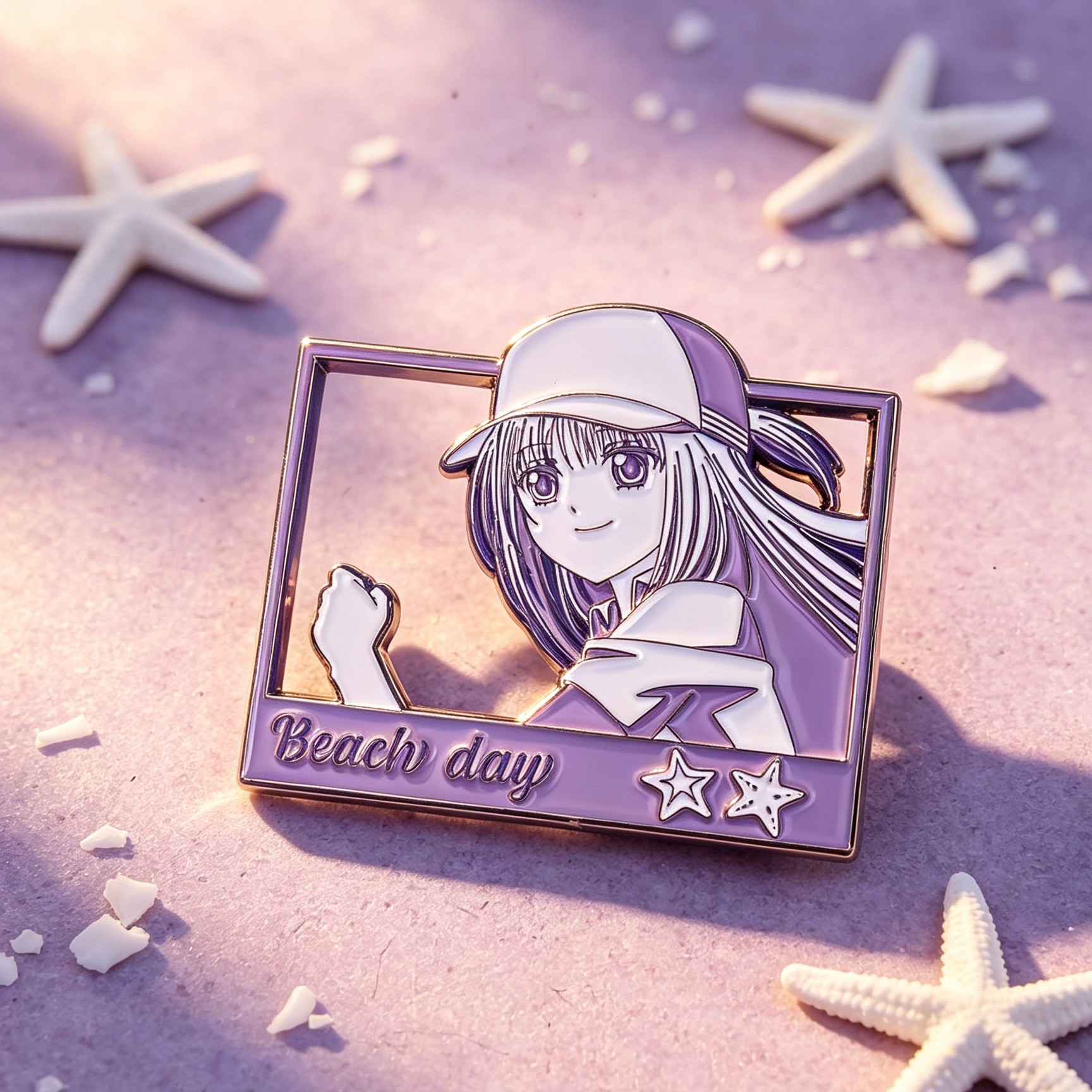 Full Set Beach Day Hollow Frame Anime Character Imitation Enamel Pin