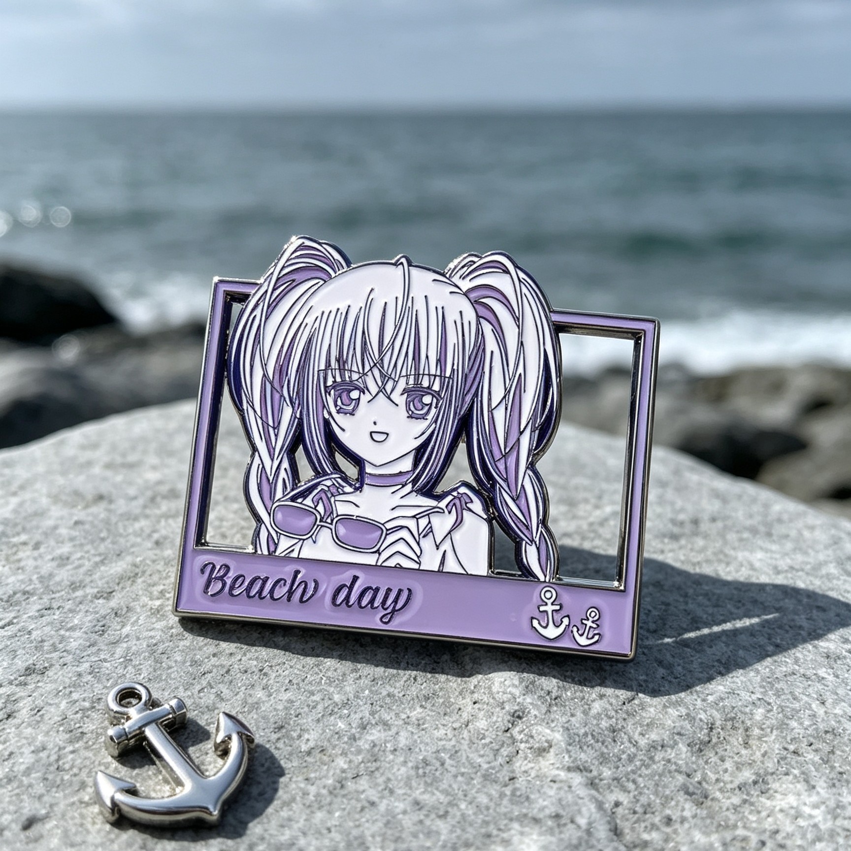 Full Set Beach Day Hollow Frame Anime Character Imitation Enamel Pin